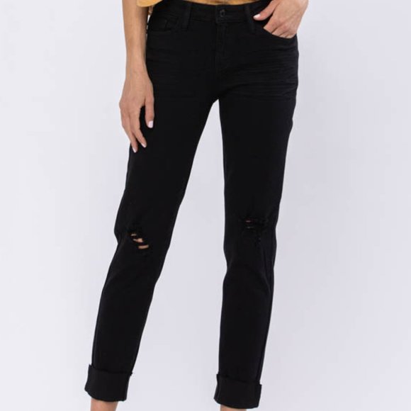 Plus Judy Blue Distressed Crop Jeans main image 1